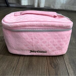 NWT Juicy Couture Pink Quilted Velvet Heart Cosmetic Case Travel Bag